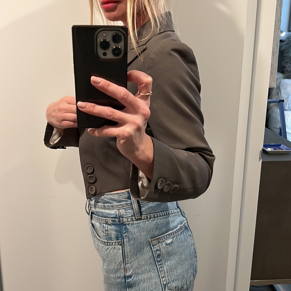 Cropped olive green Sea NY blazer